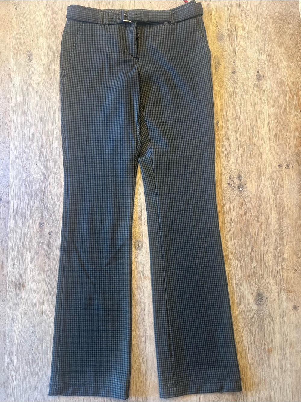 Vintage Prada Made in Italy Mini Check Bootcut Stretch Trousers Women’s IT 38